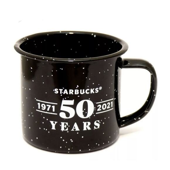 Starbucks Black Enamel Metal Espresso Mug 50th Anniversary Birthday - Picture 1 of 10